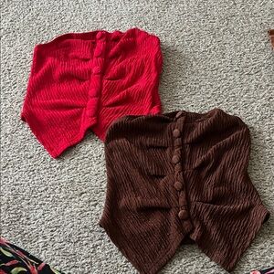 Women’s sleveless shirts in Red and Brown